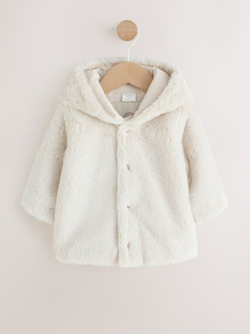 Dsiney Kidz - Ecru Faux Fur Hooded Baby Jacket (0mths-2yrs) image 1