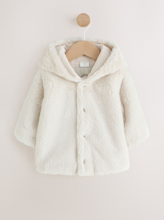 Dsiney Kidz - Ecru Faux Fur Hooded Baby Jacket (0mths-2yrs) image 1