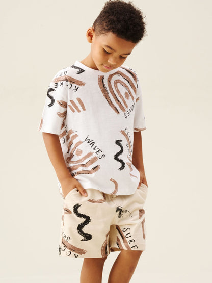 Dsiney Kidz - Angel & Rocket Cream Kylo Oversized Palm Print T-Shirt & Shorts Set image 1