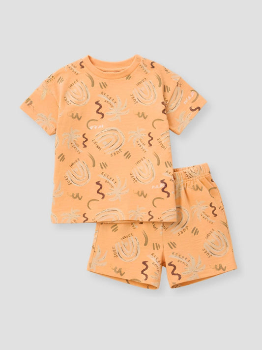 Angel & Rocket Orange Kylo Oversized Palm T-Shirt & Shorts Set image 1