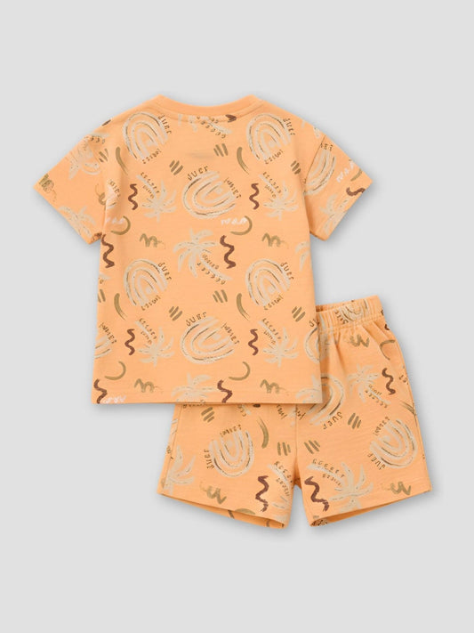 Angel & Rocket Orange Kylo Oversized Palm T-Shirt & Shorts Set image 2