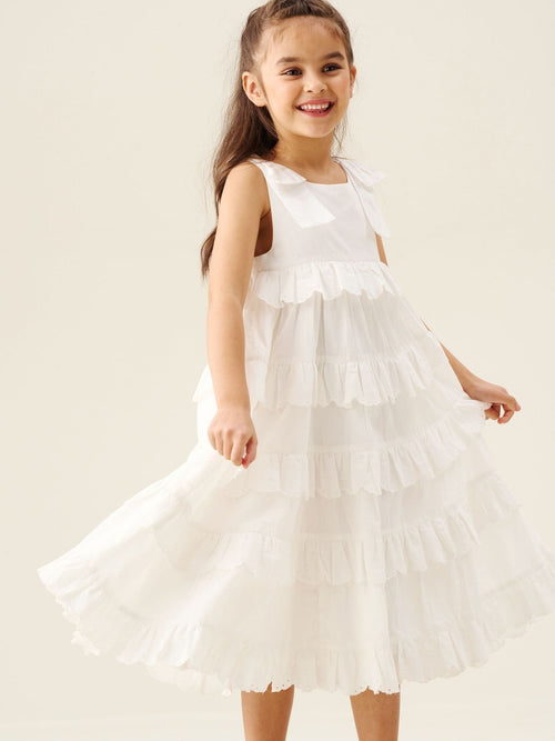 Dsiney Kidz - Angel & Rocket White Yasmine Bow Strap Detail Tiered Midaxi Dress image 1