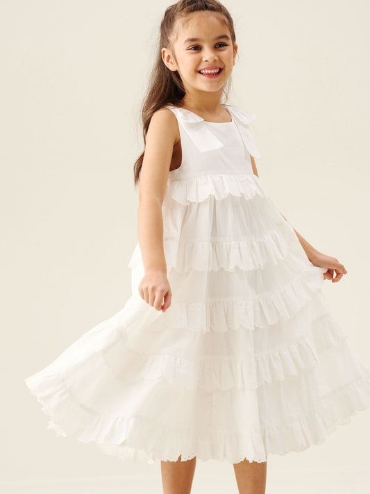 Dsiney Kidz - Angel & Rocket White Yasmine Bow Strap Detail Tiered Midaxi Dress image 1