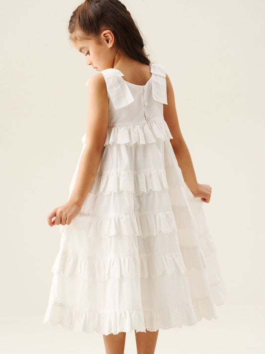 Dsiney Kidz - Angel & Rocket White Yasmine Bow Strap Detail Tiered Midaxi Dress image 2