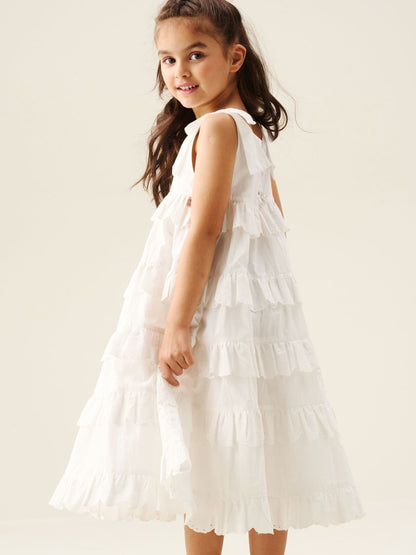 Angel & Rocket White Yasmine Bow Strap Detail Tiered Midaxi Dress image 4