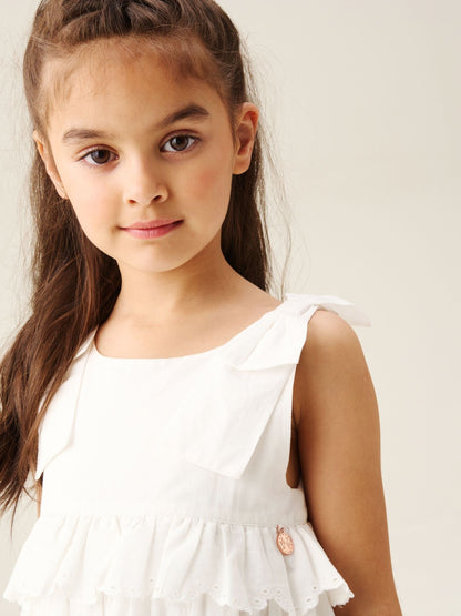 Angel & Rocket White Yasmine Bow Strap Detail Tiered Midaxi Dress image 5