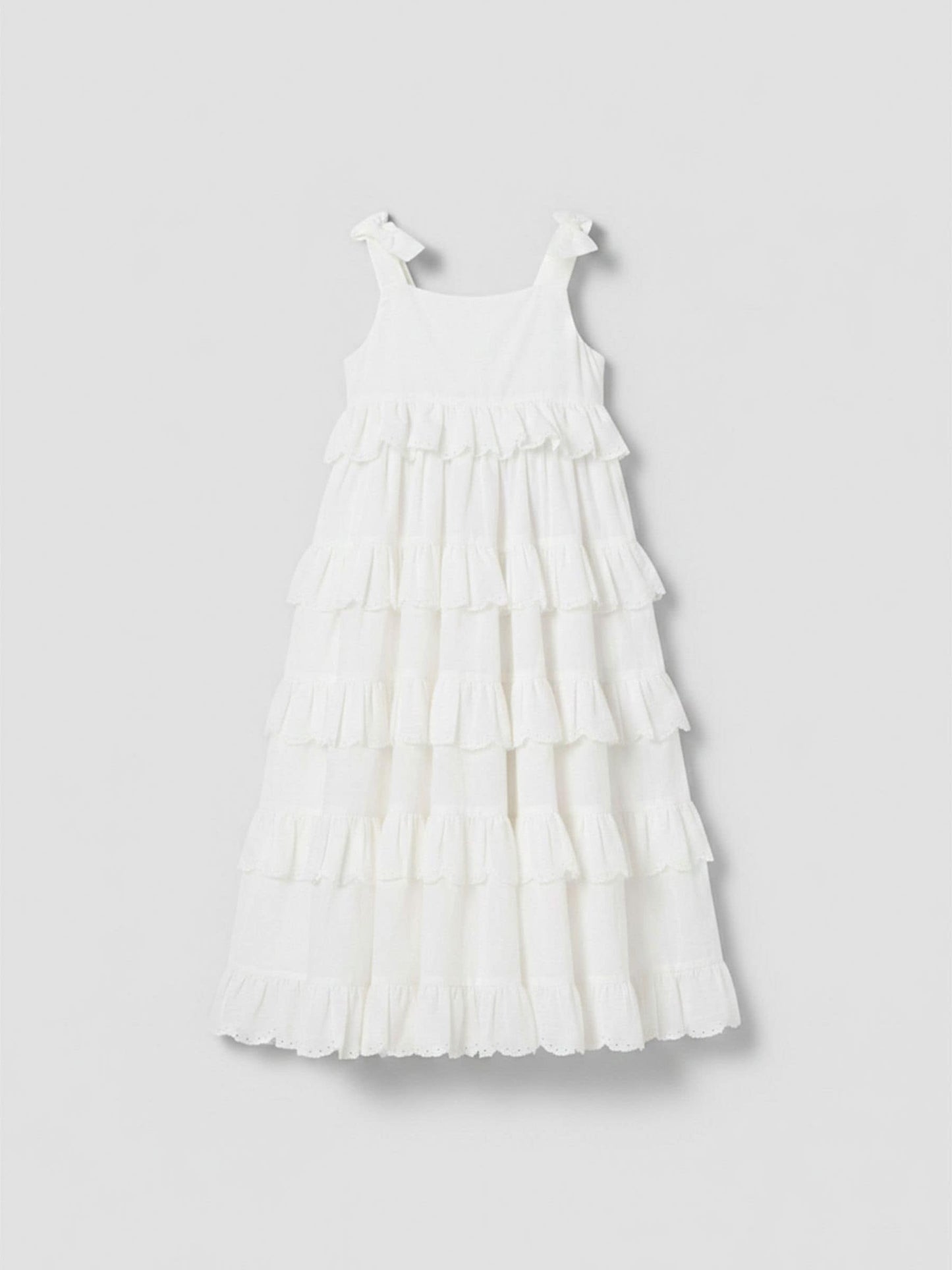 Angel & Rocket White Yasmine Bow Strap Detail Tiered Midaxi Dress image 6