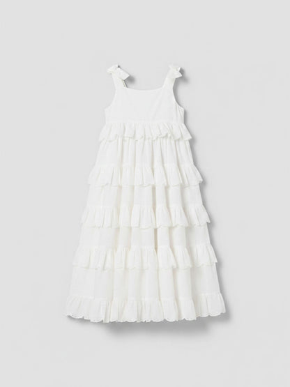 Angel & Rocket White Yasmine Bow Strap Detail Tiered Midaxi Dress image 6