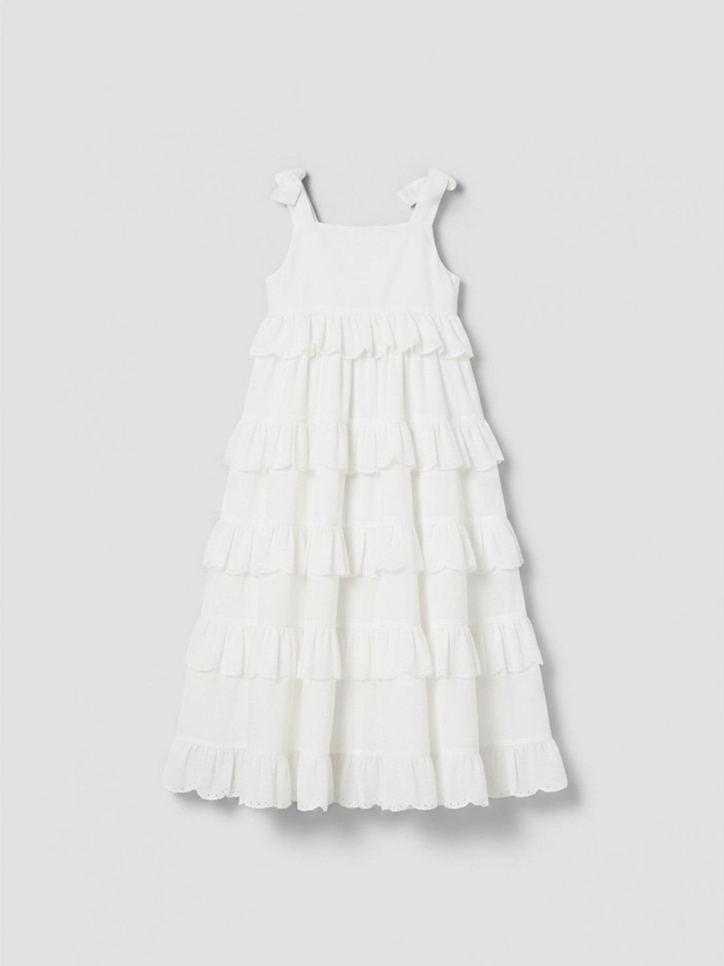 Angel & Rocket White Yasmine Bow Strap Detail Tiered Midaxi Dress image 7