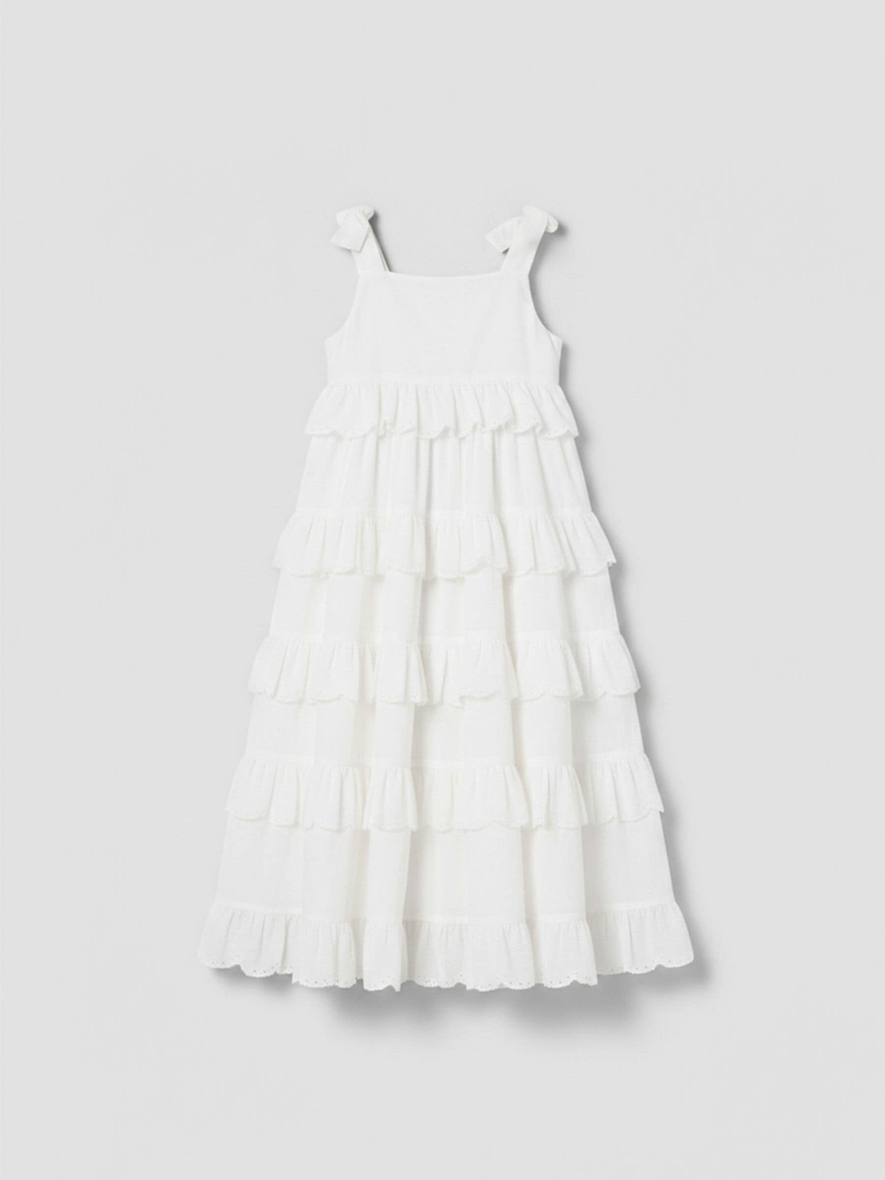 Angel & Rocket White Yasmine Bow Strap Detail Tiered Midaxi Dress image 7