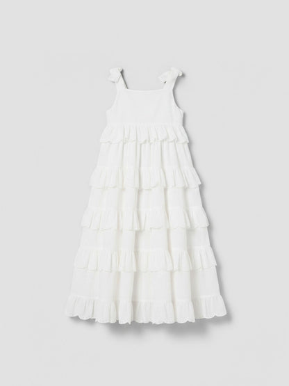 Angel & Rocket White Yasmine Bow Strap Detail Tiered Midaxi Dress image 7