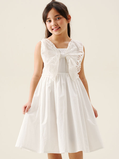 Dsiney Kidz - Angel & Rocket White Natalia Broderie Bow Cotton Dress image 1