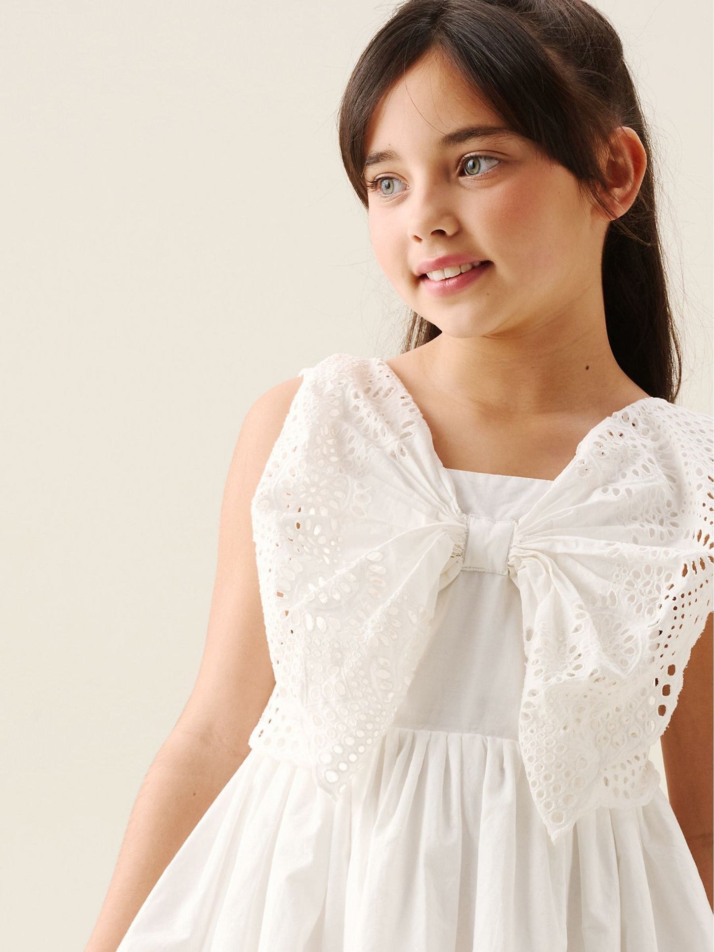 Angel & Rocket White Natalia Broderie Bow Cotton Dress image 3