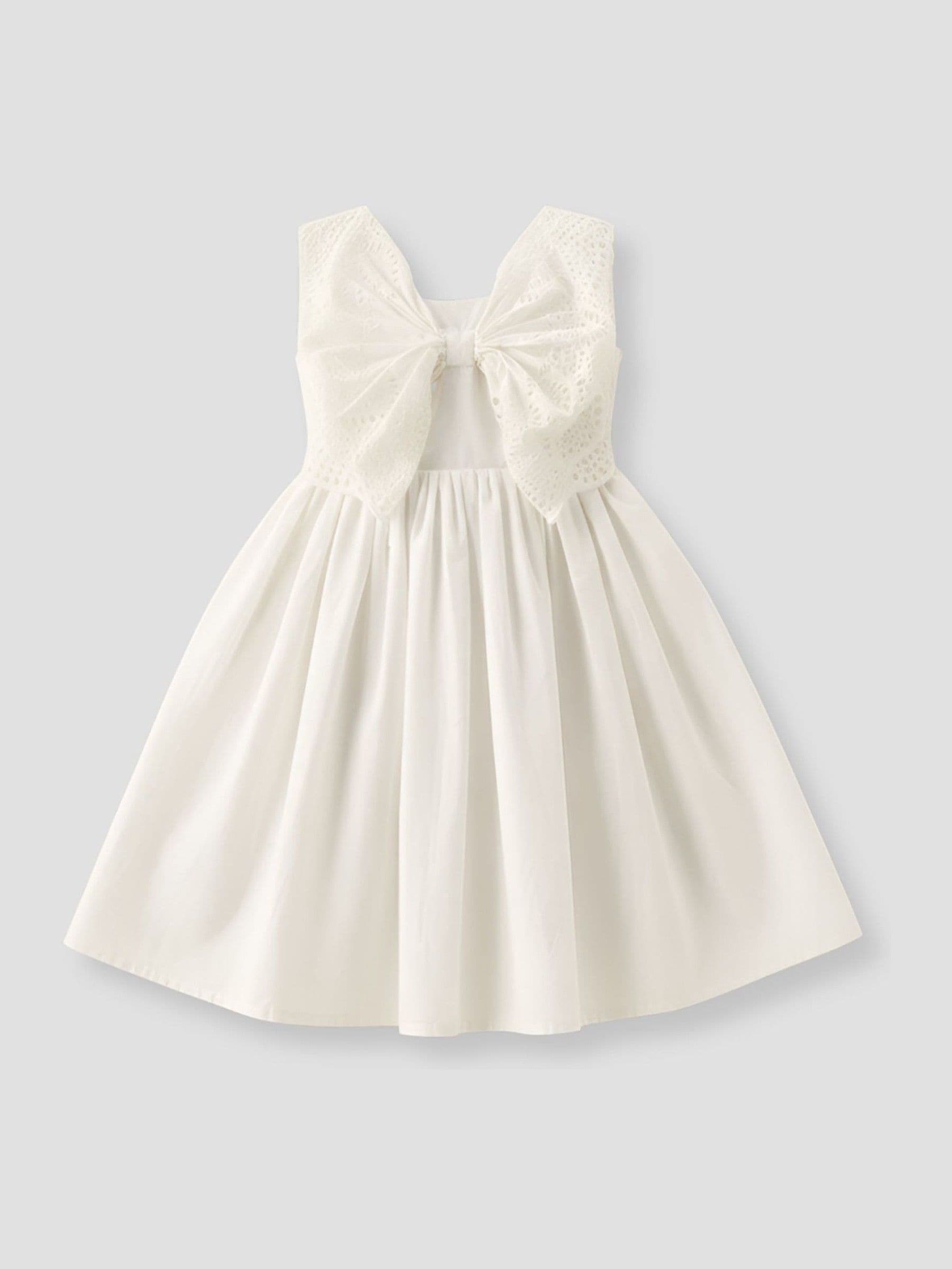 Angel & Rocket White Natalia Broderie Bow Cotton Dress image 4