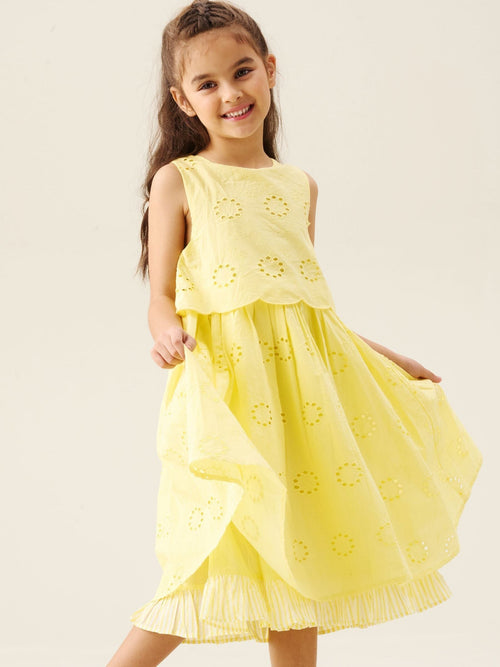 Dsiney Kidz - Angel & Rocket Yellow Natalie Broderie Bow Back Dress image 1