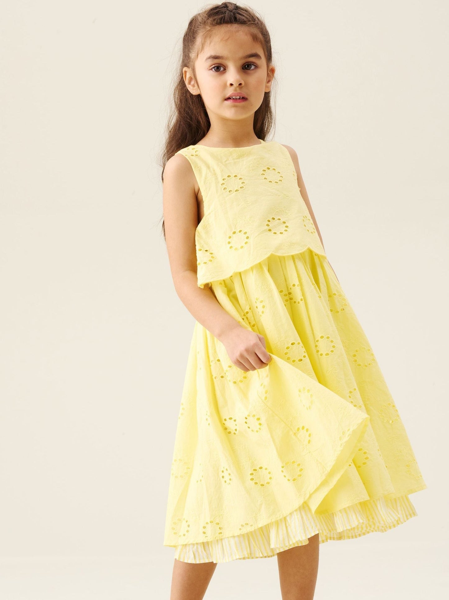 Angel & Rocket Yellow Natalie Broderie Bow Back Dress image 3