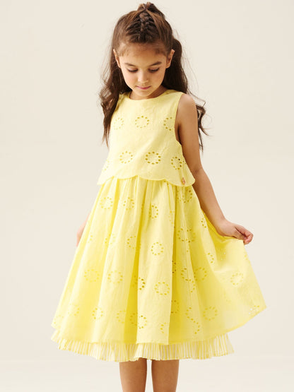 Angel & Rocket Yellow Natalie Broderie Bow Back Dress image 5