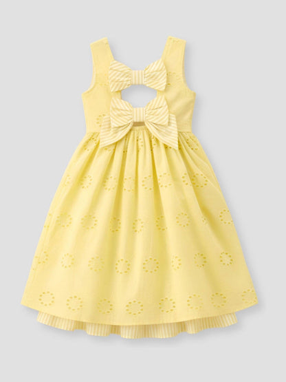 Angel & Rocket Yellow Natalie Broderie Bow Back Dress image 7