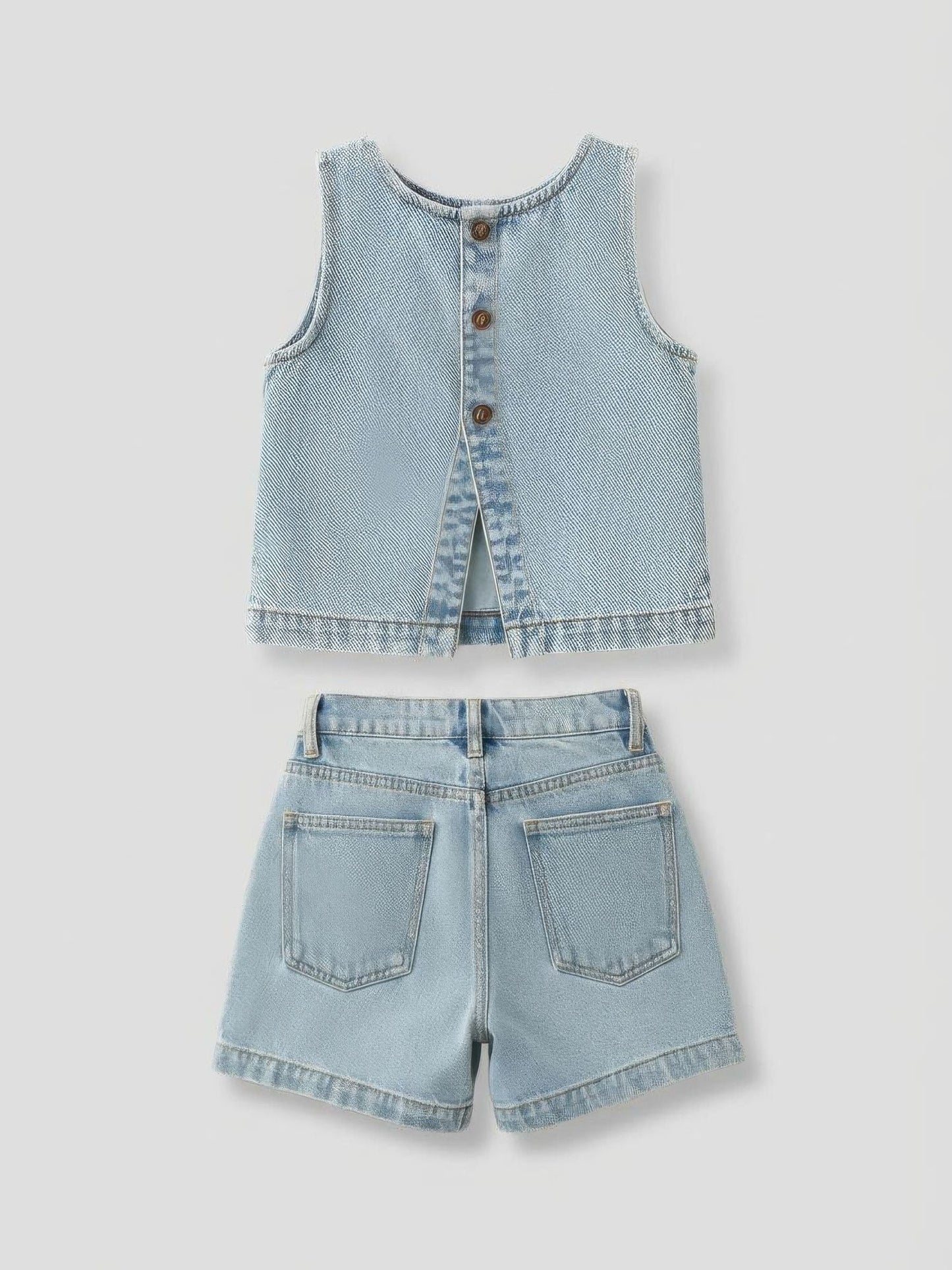Angel & Rocket Blue Sienna Denim Top & Shorts Set image 2