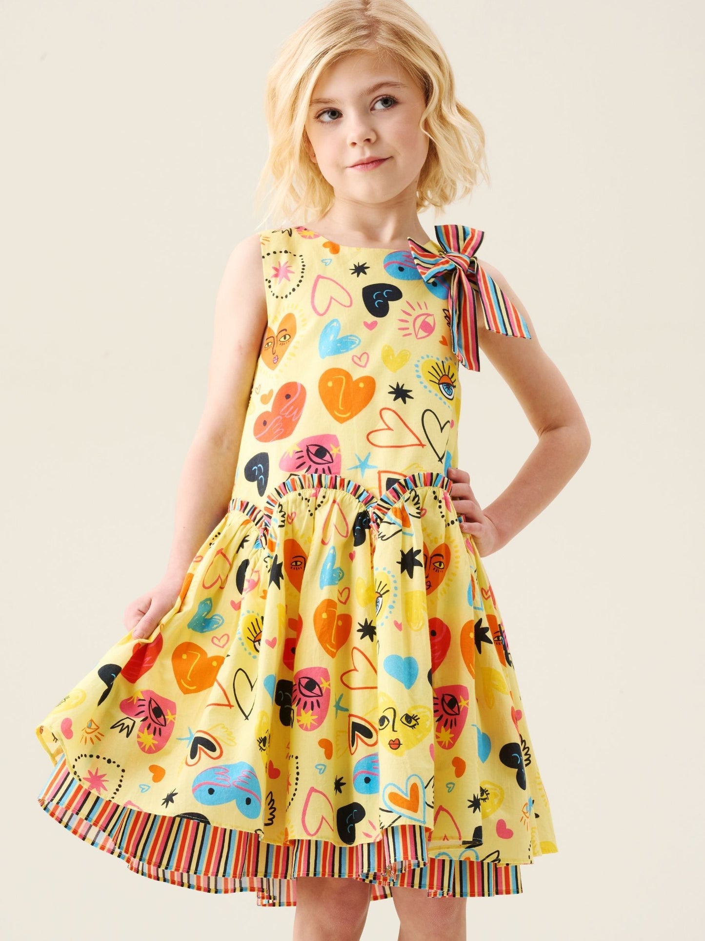 Angel & Rocket Yellow Quinn Heart Print Dress image 1