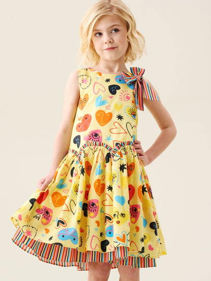 Angel & Rocket Yellow Quinn Heart Print Dress image 1