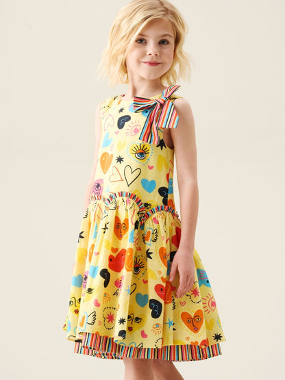 Angel & Rocket Yellow Quinn Heart Print Dress image 3