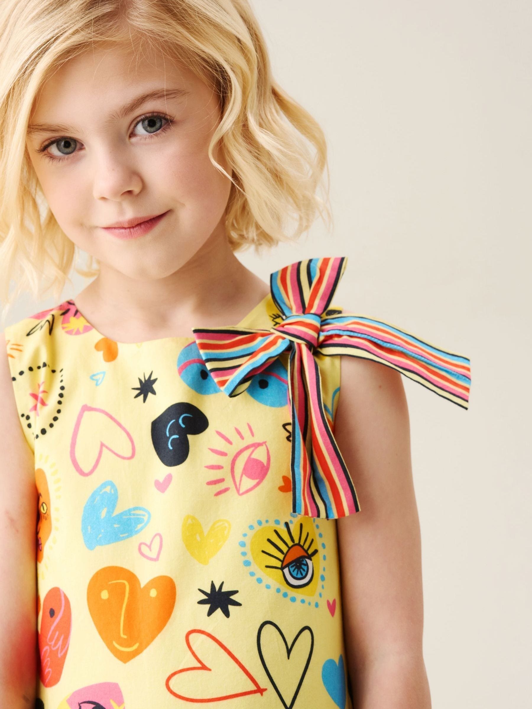 Angel & Rocket Yellow Quinn Heart Print Dress image 4