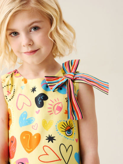 Angel & Rocket Yellow Quinn Heart Print Dress image 4