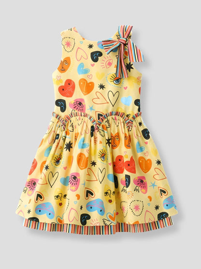 Angel & Rocket Yellow Quinn Heart Print Dress image 5
