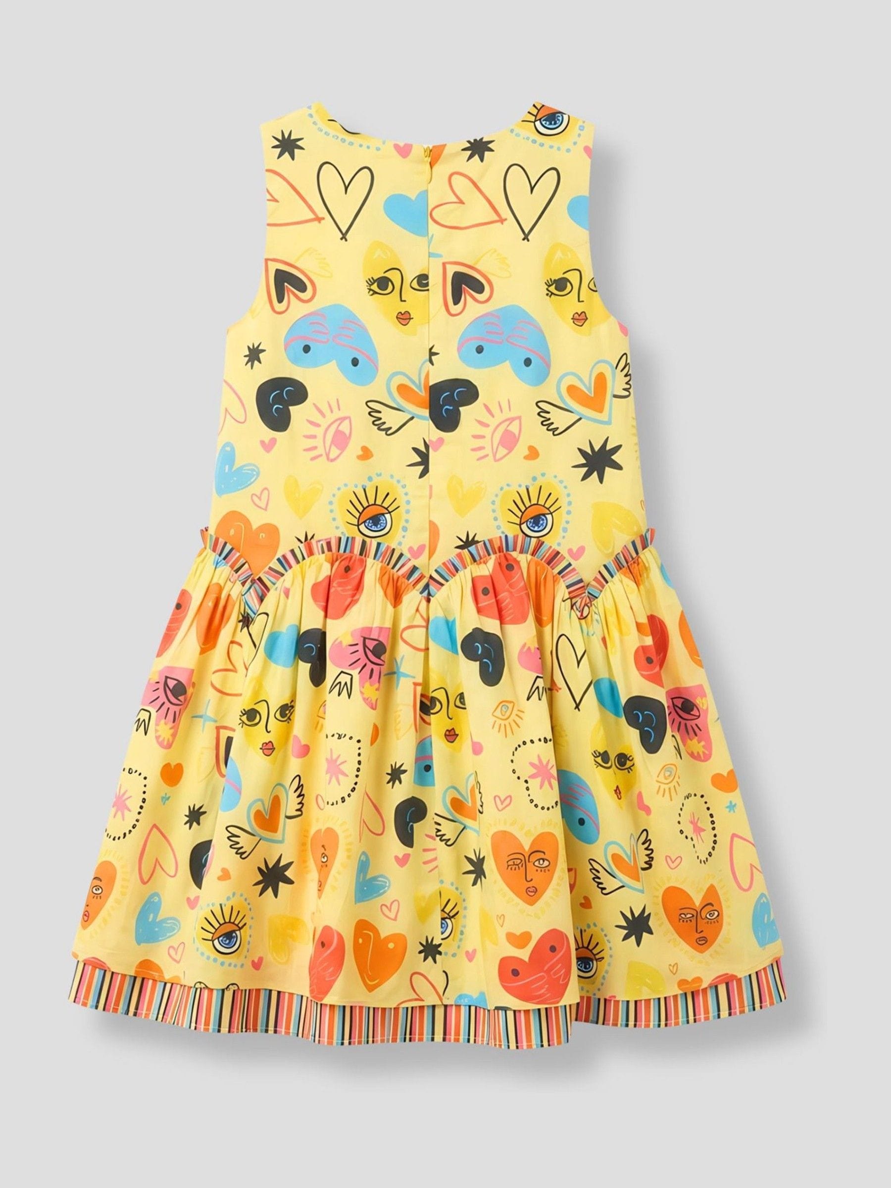 Angel & Rocket Yellow Quinn Heart Print Dress image 6