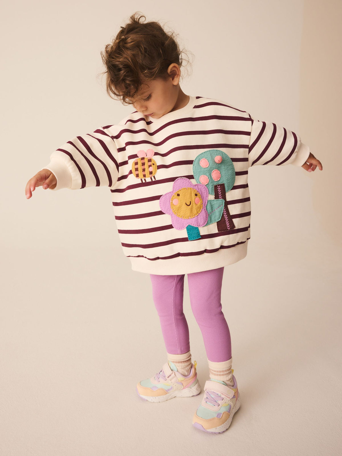 Dsiney Kidz - Purple Stripe Garden Sweatshirt and Legging Set (3mths-7yrs) image 1