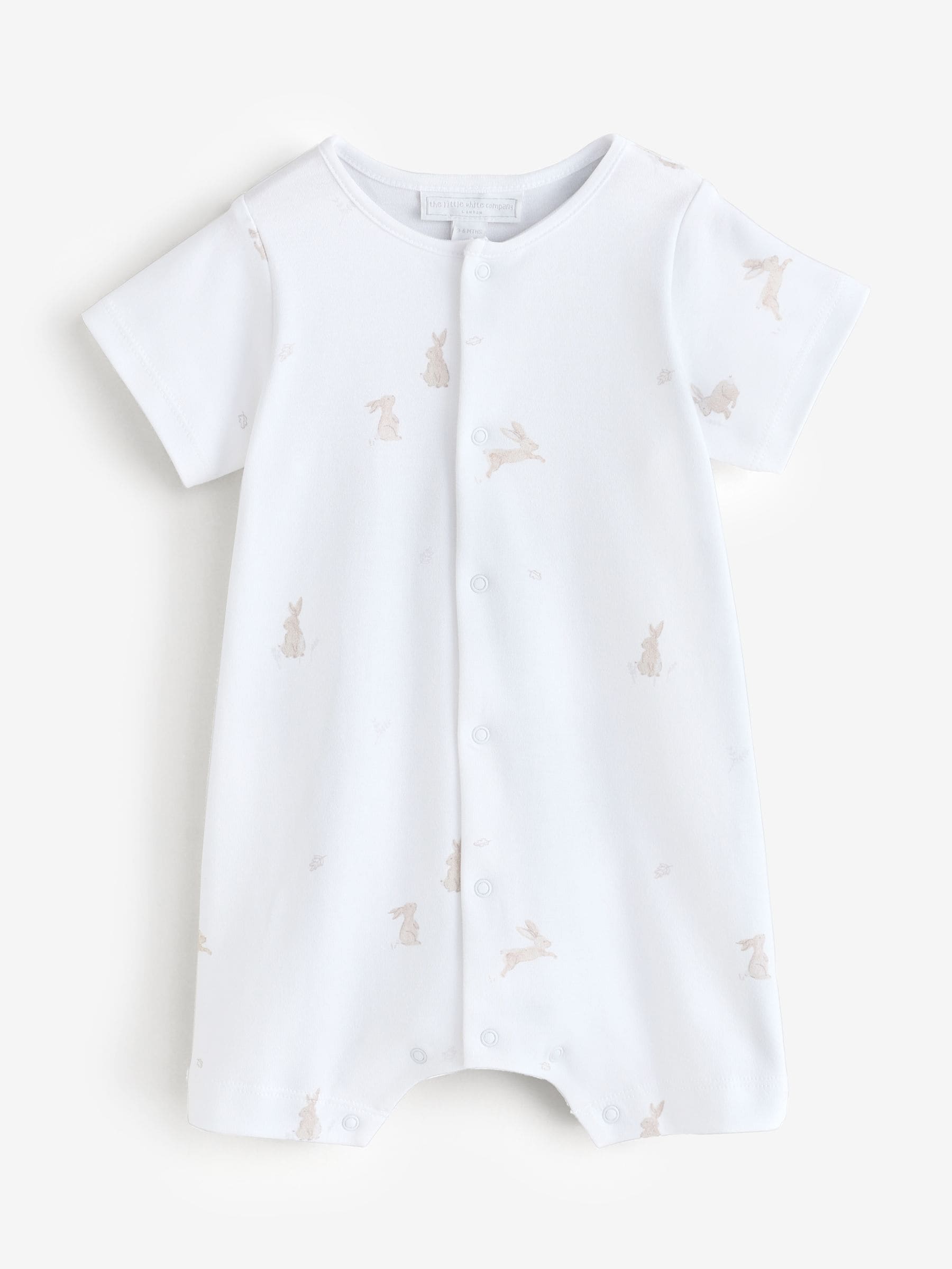 The White Company White Cotton Playful Bunnies Rompersuit image 5