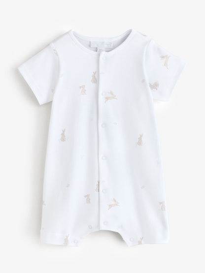 The White Company White Cotton Playful Bunnies Rompersuit image 5