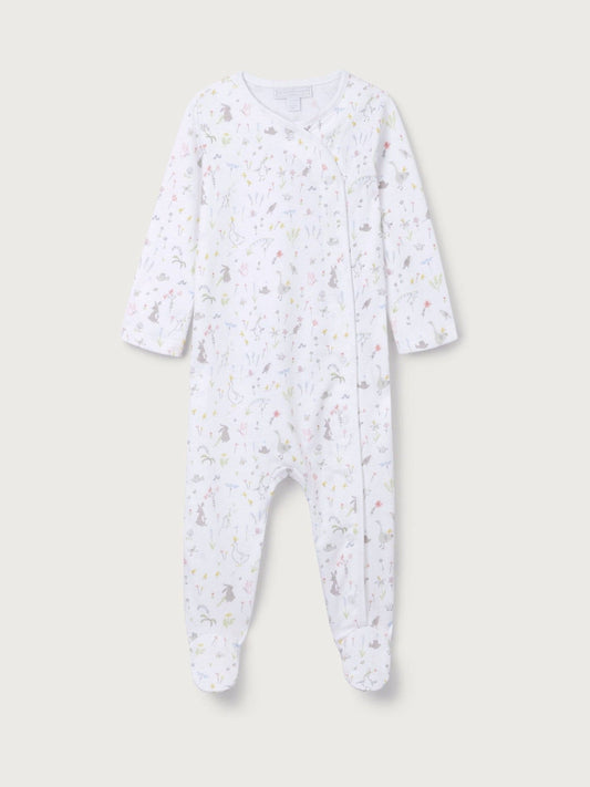 The White Company White Cotton Spring Scene Wrap Sleepsuit image 1