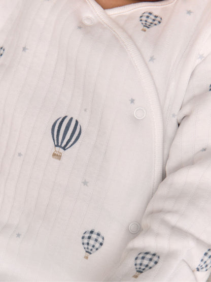 The White Company White Cotton Blend Quilted Hot Air Balloon Sleepsuit image 2