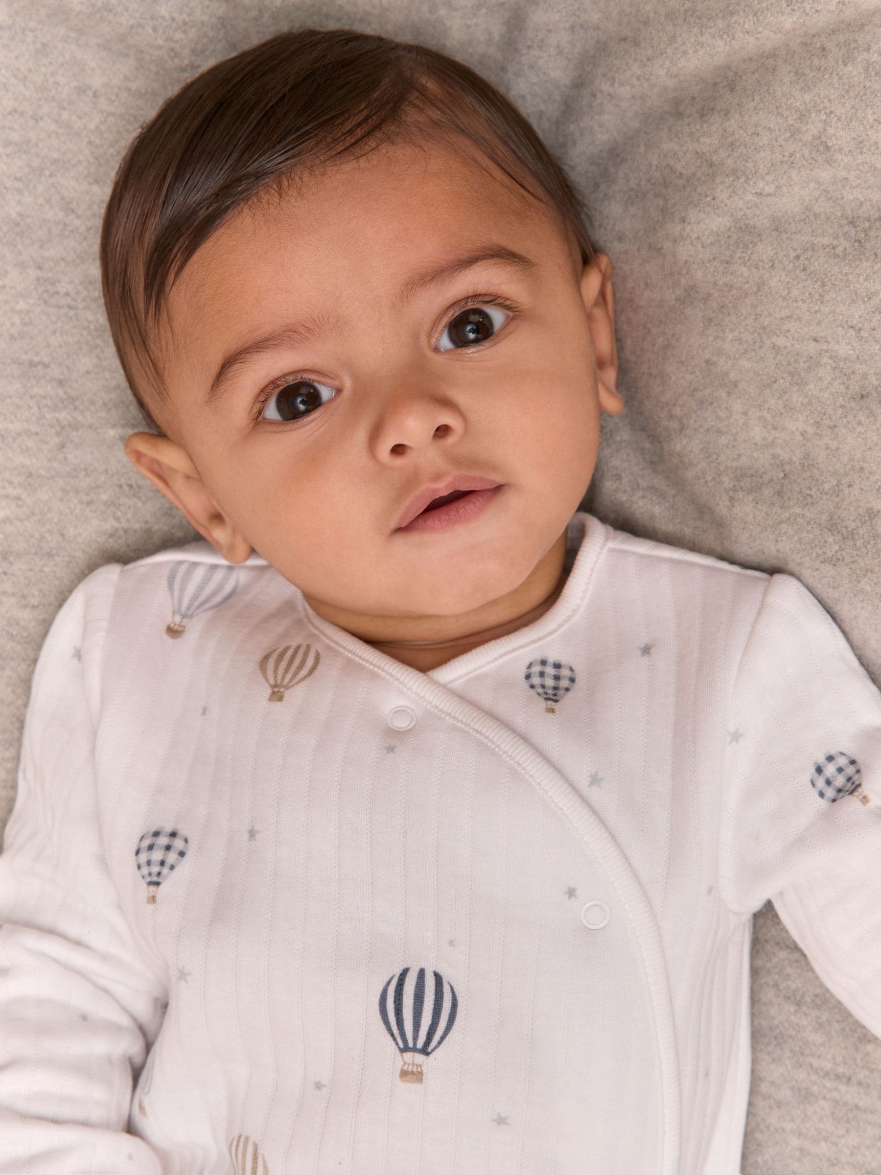 The White Company White Cotton Blend Quilted Hot Air Balloon Sleepsuit image 3