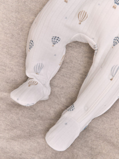 The White Company White Cotton Blend Quilted Hot Air Balloon Sleepsuit image 4