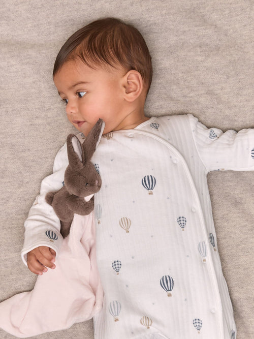 The White Company White Cotton Blend Quilted Hot Air Balloon Sleepsuit image 1
