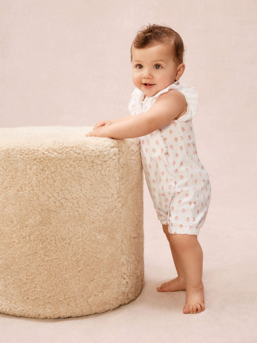 The White Company Pink Cotton Frill Wrap Daisy Block Print Rompersuits image 1