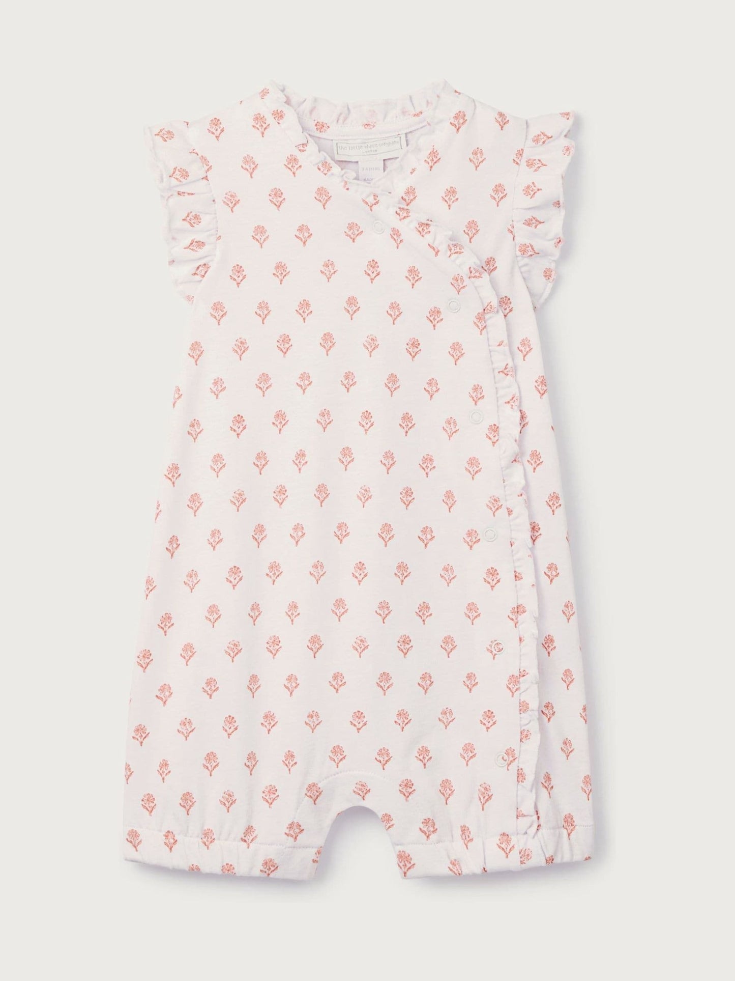 The White Company Pink Cotton Frill Wrap Daisy Block Print Rompersuits image 5