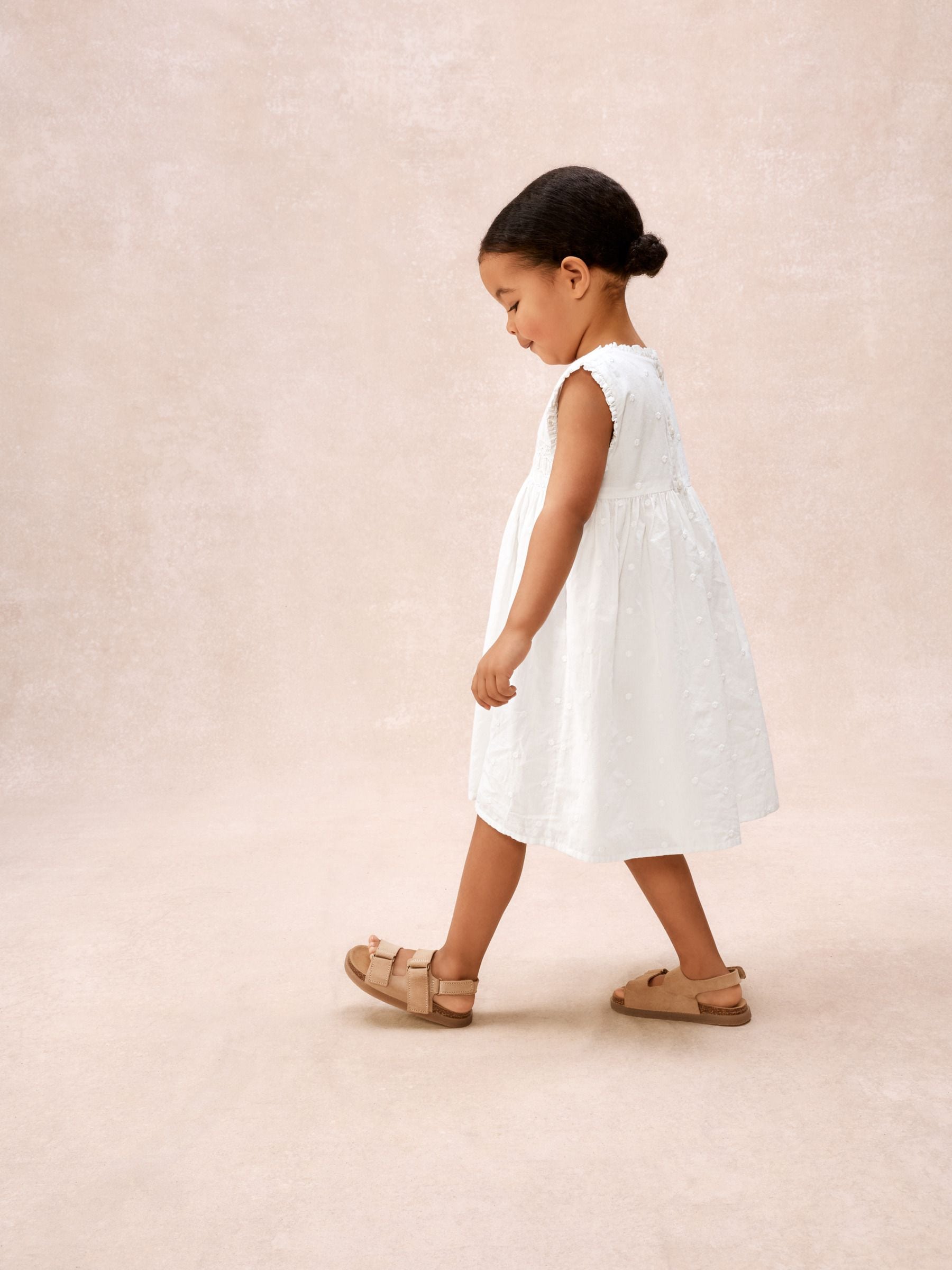The White Company White Cotton Hand Smocked Dot Sleeveless Dress image 4