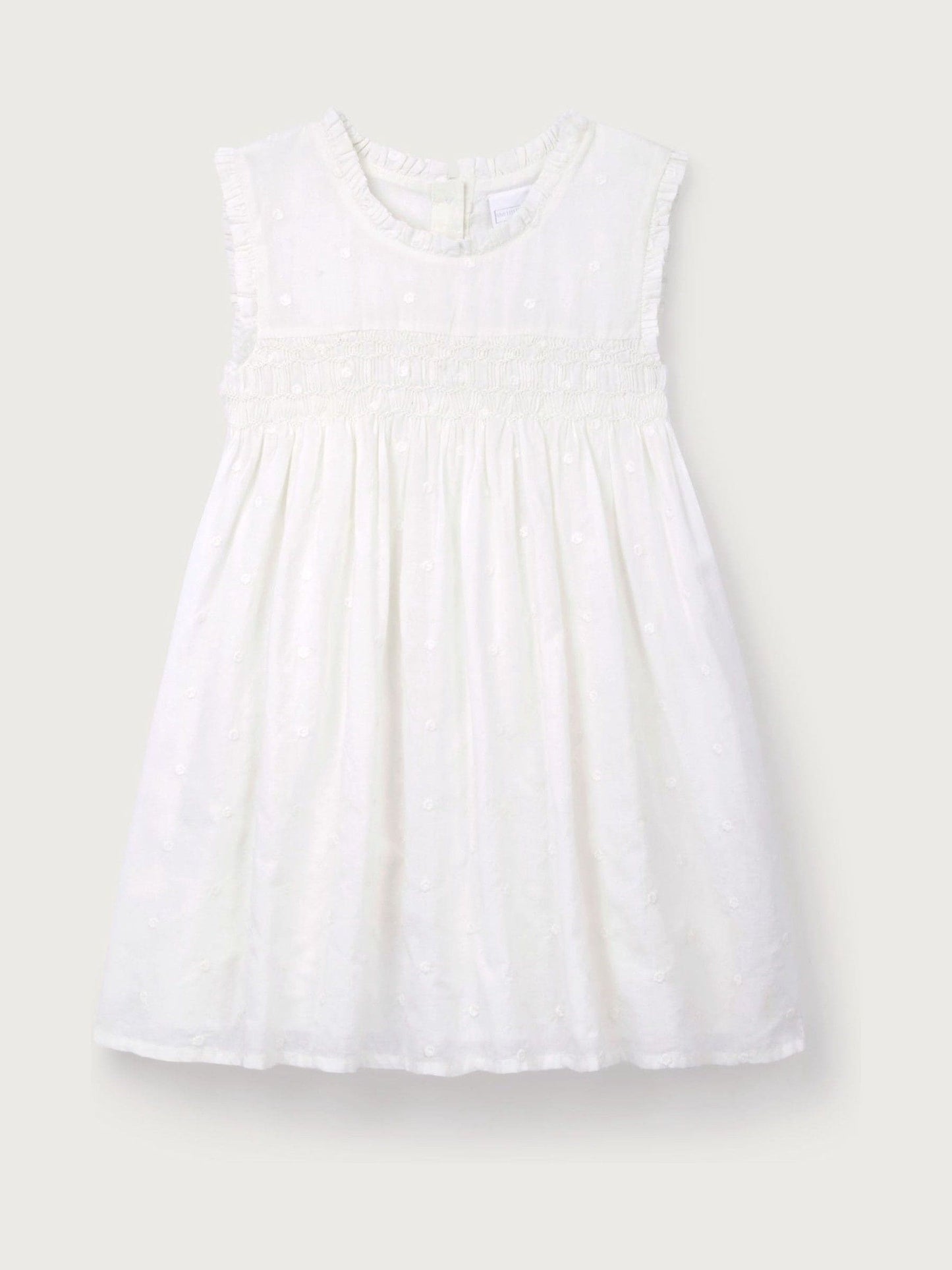 The White Company White Cotton Hand Smocked Dot Sleeveless Dress image 5