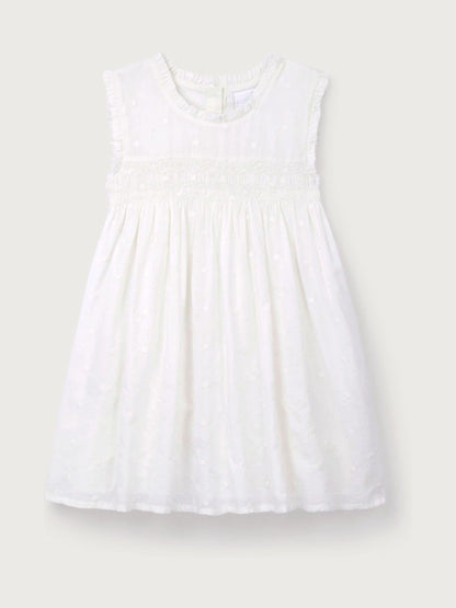 The White Company White Cotton Hand Smocked Dot Sleeveless Dress image 5
