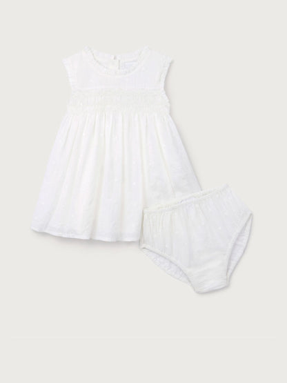 The White Company White Cotton Hand Smocked Dot Sleeveless Dress image 6