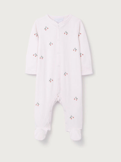 The White Company Pink Cotton Cherry Embroidered Sleepsuit image 5