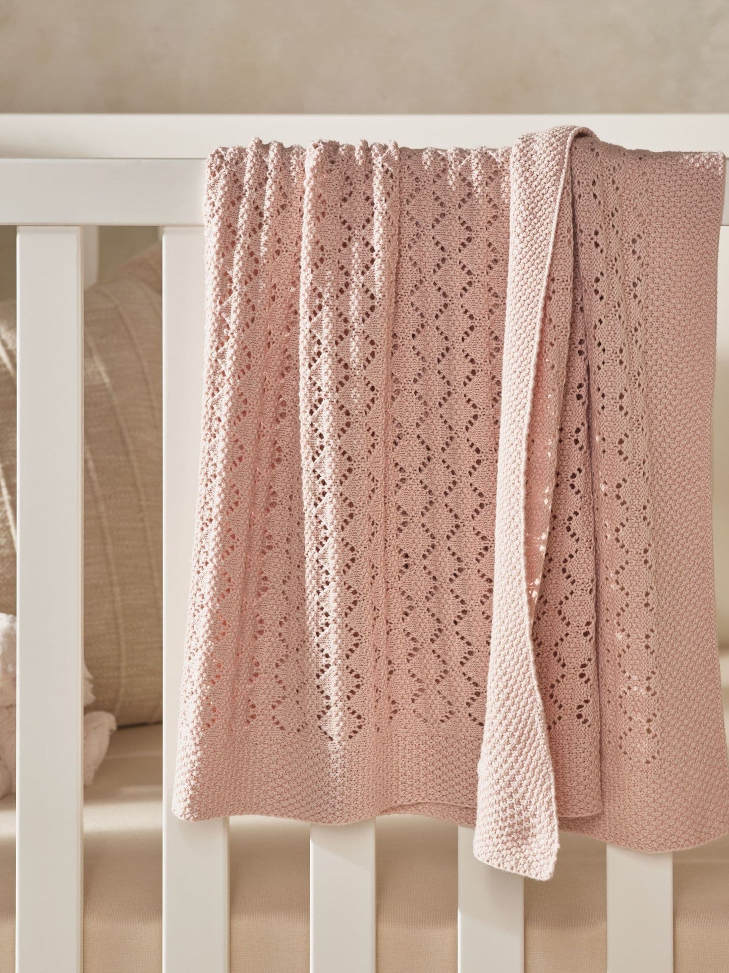 The White Company Pink Cotton Heirloom Pink Blossom Blanket image 1
