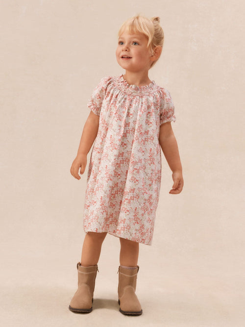 The White Company Pink Cotton Petunia Floral Hand Smocked Dress image 1