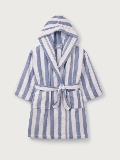 The White Company Blue Cotton Wide Stripe Towelling Robe image 5