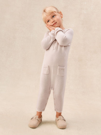 The White Company Pink Baby Pointelle Knitted Romper With Cashmere image 2