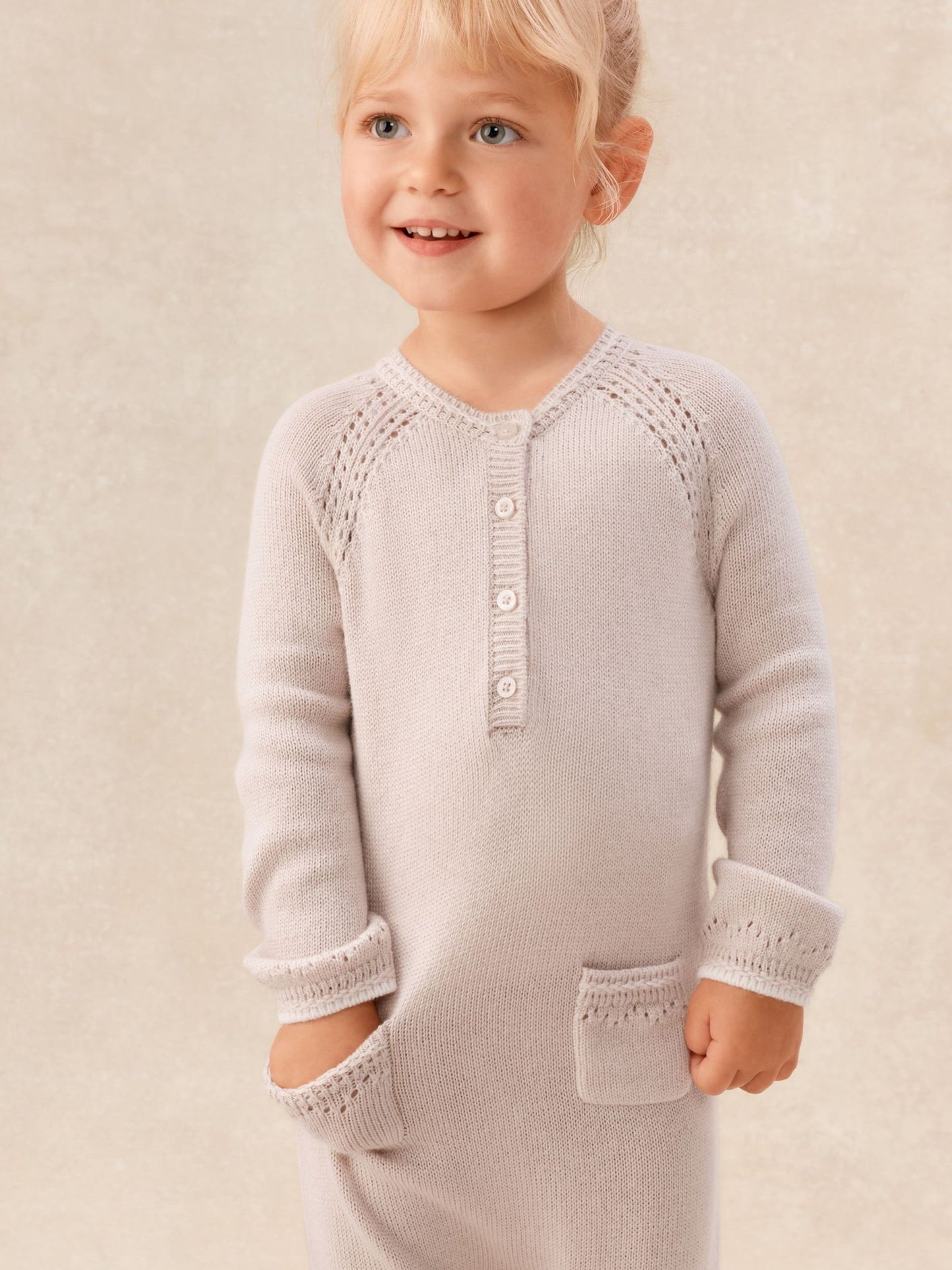 The White Company Pink Baby Pointelle Knitted Romper With Cashmere image 3